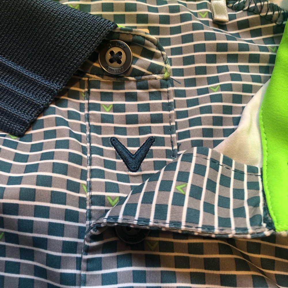 Callaway Blue and Gray Patterned Polo Shirt - Opti-Dri - Picture 7 of 9